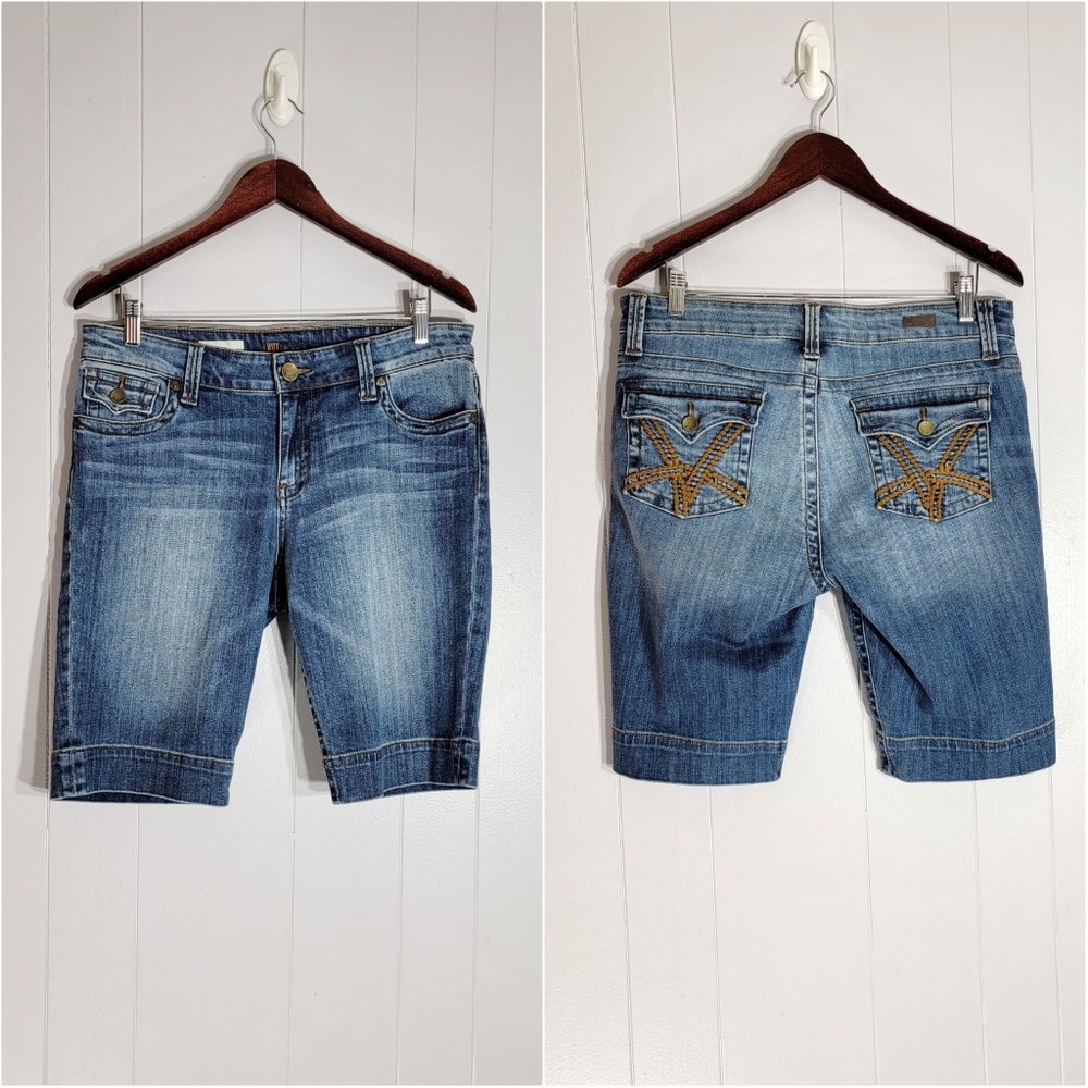 Kut From The Kloth Natalie Bermuda Denim Shorts Stretch Size 10